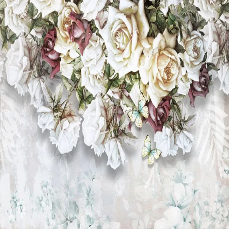 Прямая поставка фото современные 3D Стерео Цветы Картина маслом фрески спальня