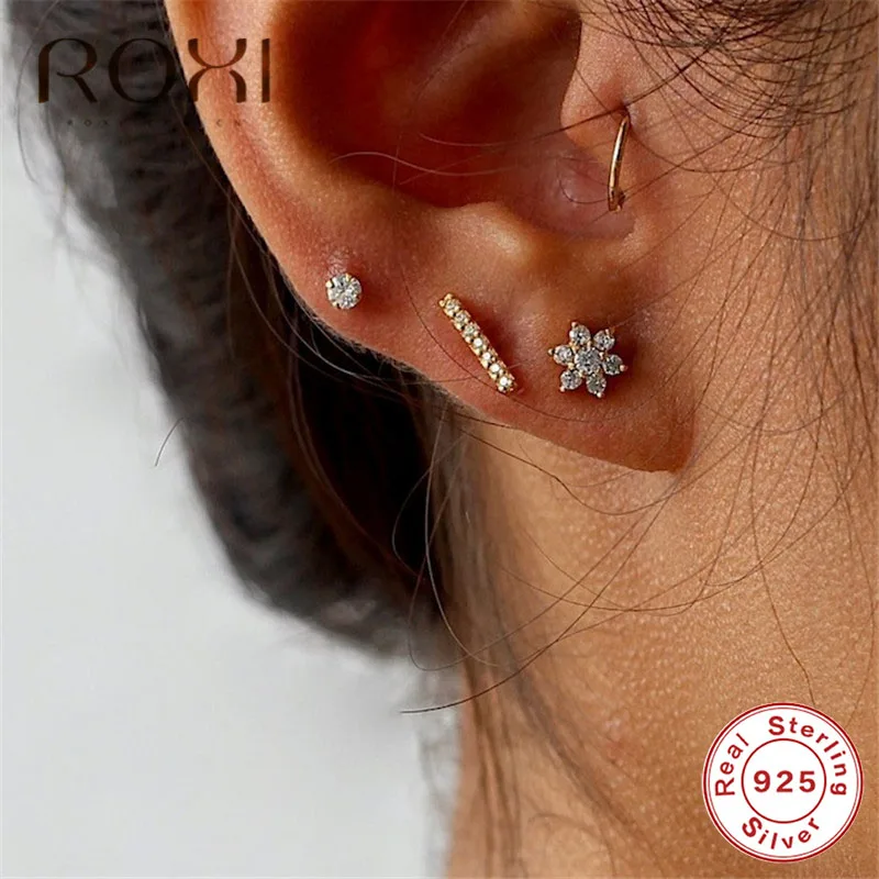 Женские серьги-гвоздики из серебра 925 пробы с фианитом | Украшения и аксессуары