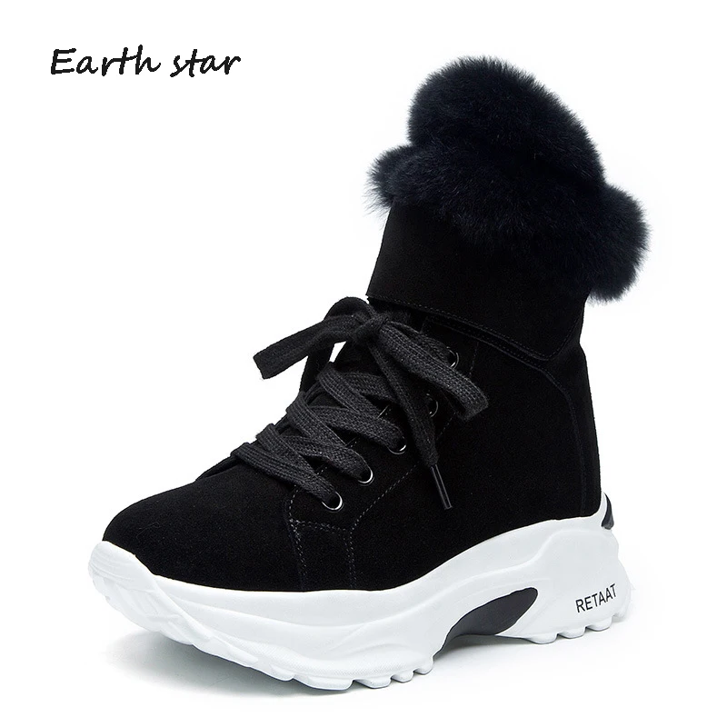 

2021 Women Snow Boots Winter Fashion Brand Boots with Fur Boots Lady Shoes Female Brand Warm Black Shoes Ankle Boots Cross-tied