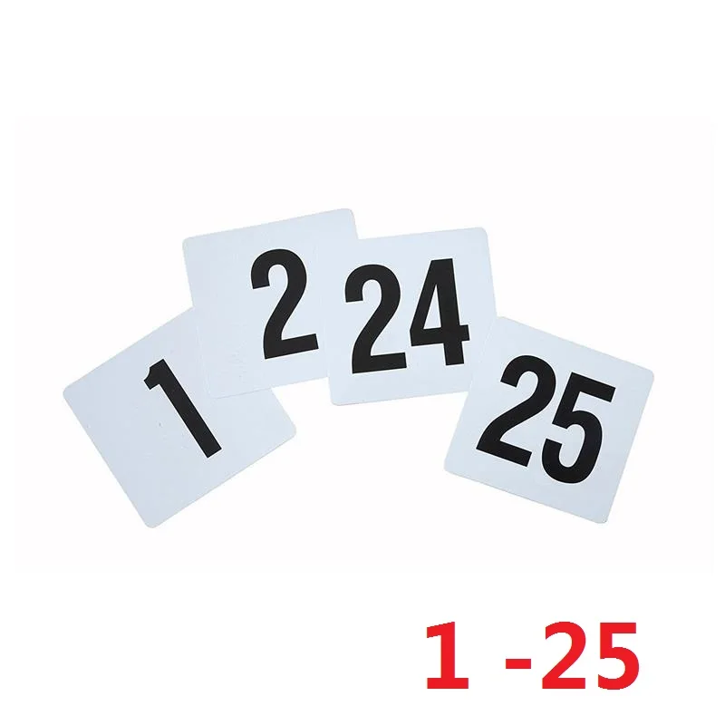 

Пластиковые карты номеров столов 1-25, белые и черные