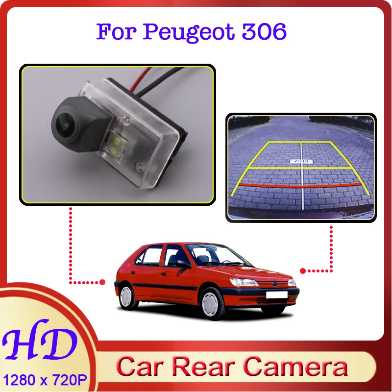 

Автомобильная камера заднего вида «рыбий глаз» для Peugeot 306 1993 ~ 2002, HD камера заднего вида с функцией ночного видения, 720P