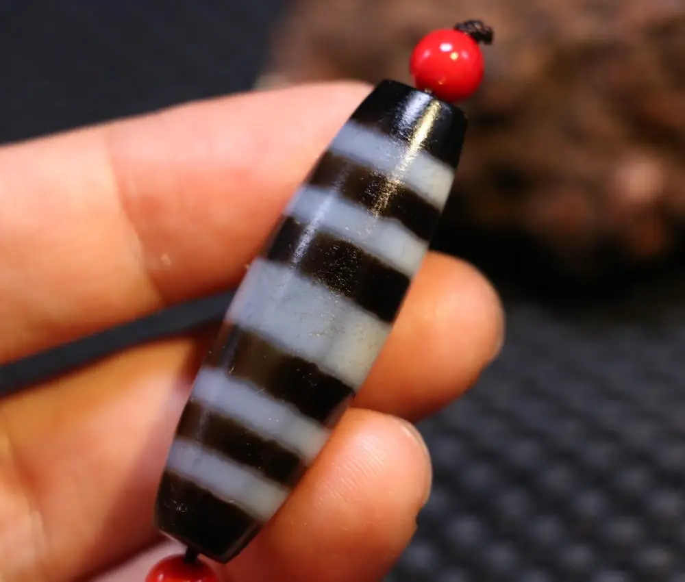 Талисман сокровища Magic Power Тибетский старый агат 5-широкая линия целителя