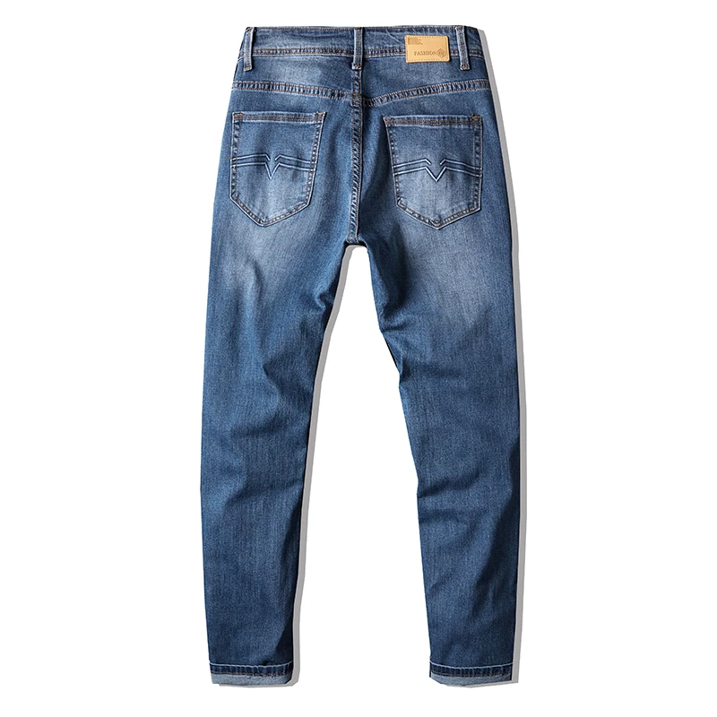 

Men's new business jeans Straight high elasticity Casual fashion Classic slim pants 2020 spring and autumn new blue trousers