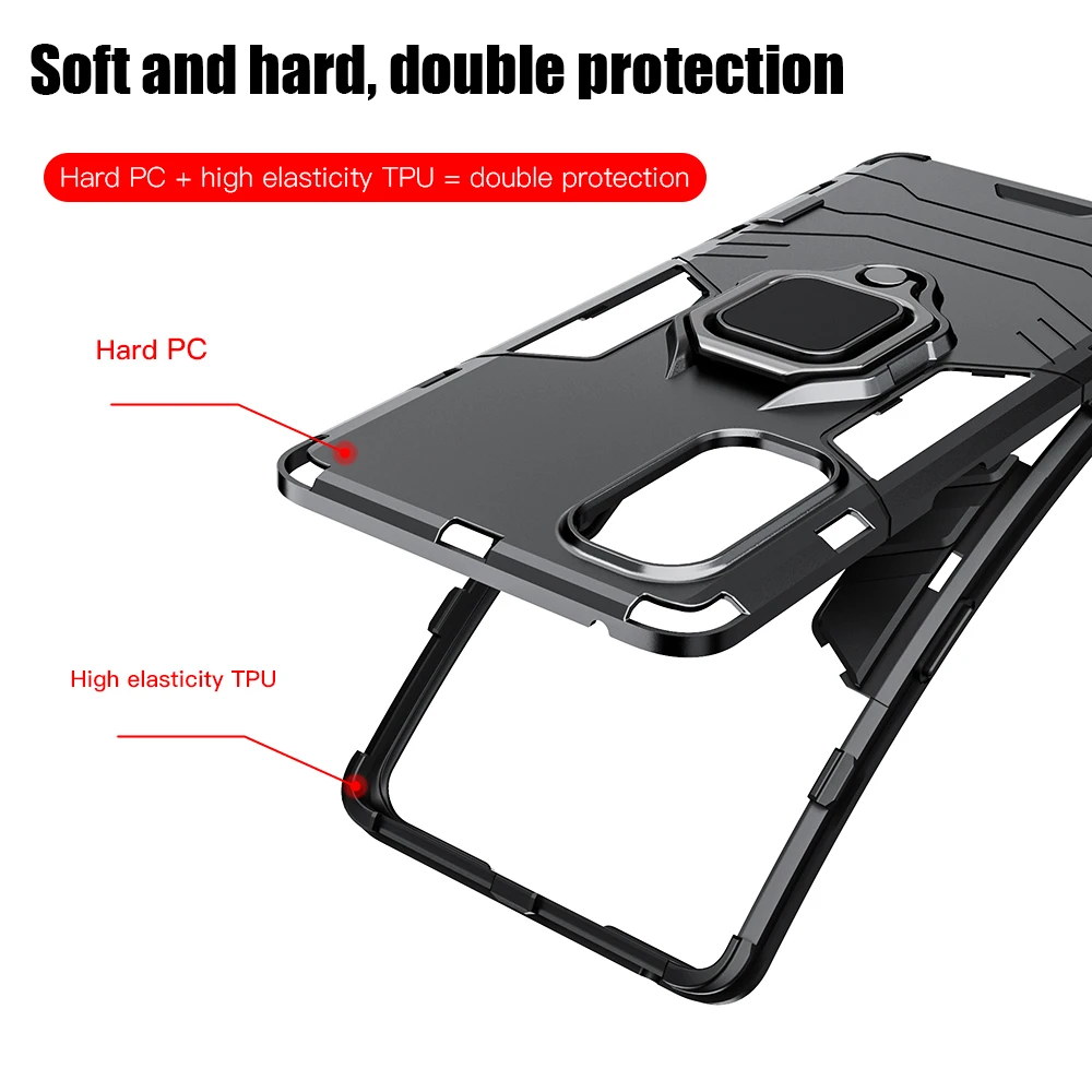 

Shockproof Armor Case for OPPO Reno 4 4 Pro 5G A52 A72 A92 A92S Ring Stand Phone Back Cover for Realme 6 6 Pro X50 Pro