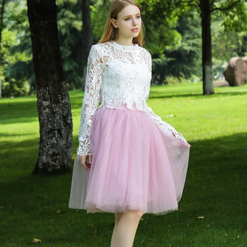 Женская Тюлевая юбка 5 слоев 60 см черная серая белая для взрослых эластичная с