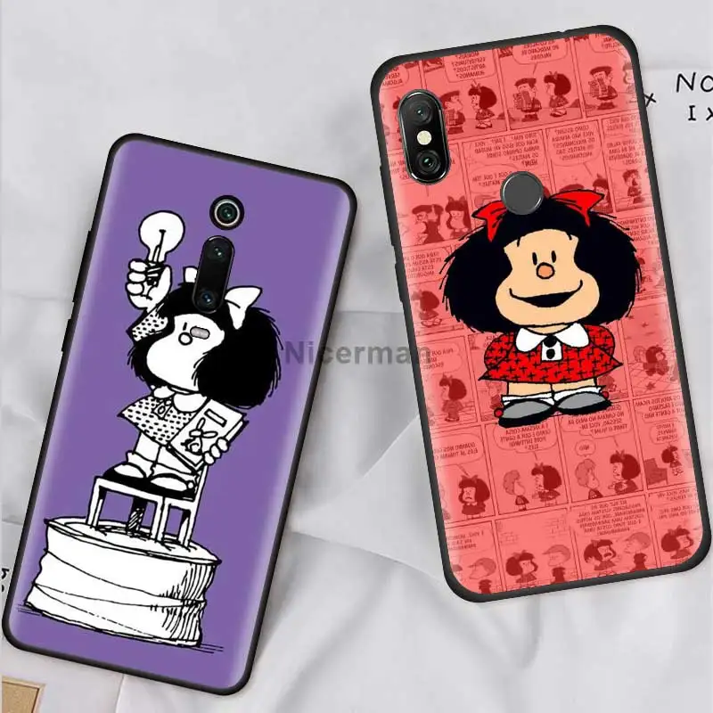 

Mafalda Comic Case for Xiaomi Redmi Note 9S 9 Max 7 8 8T 6 K30 Zoom K20 Pro 8A Black Silicone Coque Phone Cover Shell