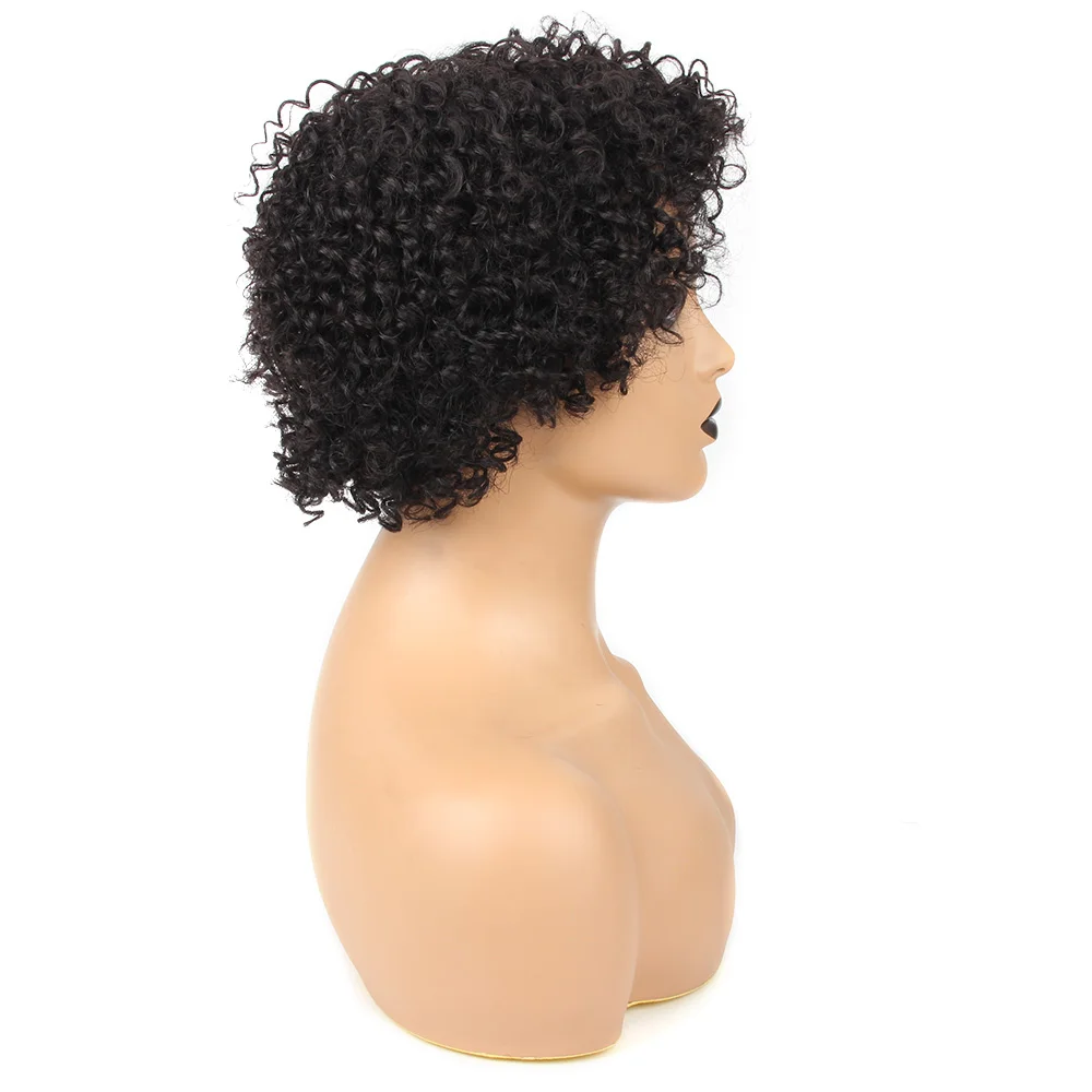 Бразильские волосы Remy Jerry Curl парик человеческие парики с челкой короткие из