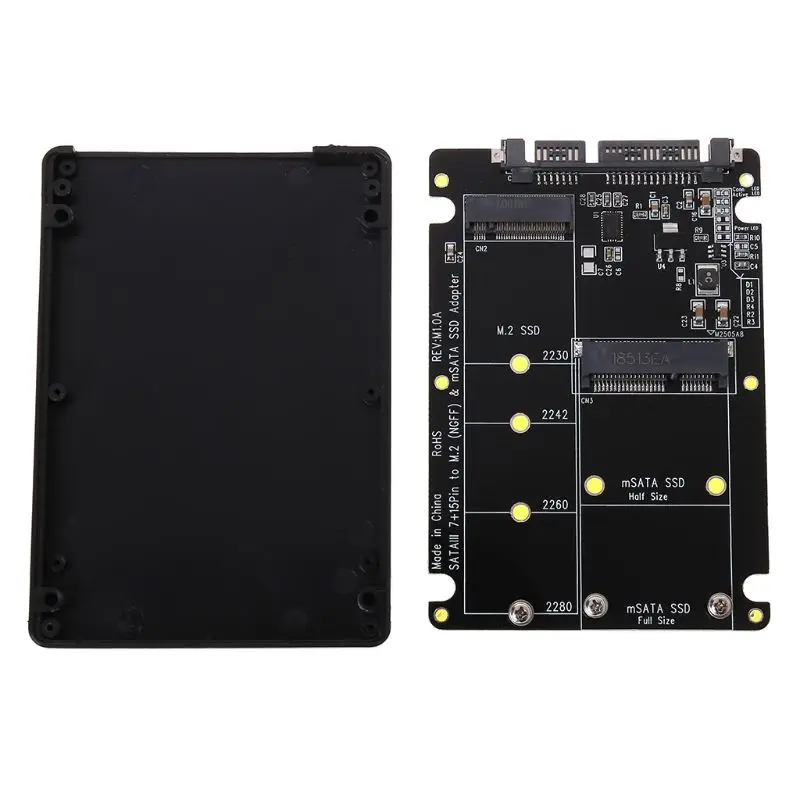 

2 в 1 M.2 B + M Ключ Mini PCI-E или mSATA SSD к SATA III адаптер карты для Full Msata SSD/ 2230/2242/2260/22x80 M2