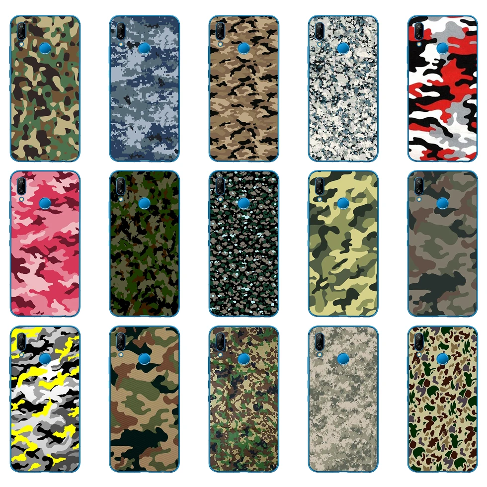 Чехол силовой плеер для Huawei P9 P10 P20 P30 Lite mate 10 20 PRO lite p smart 2019 в камуфляжном стиле 14DD.