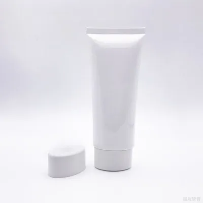 White Screw Cap 100 г X 50 пустой белый косметический крем для лосьона мягкий трубчатый контейнер, 100 мл РУЧНАЯ упаковочная бутылка для крема плоская трубка для шампуня - Цвет: White Screw Cap