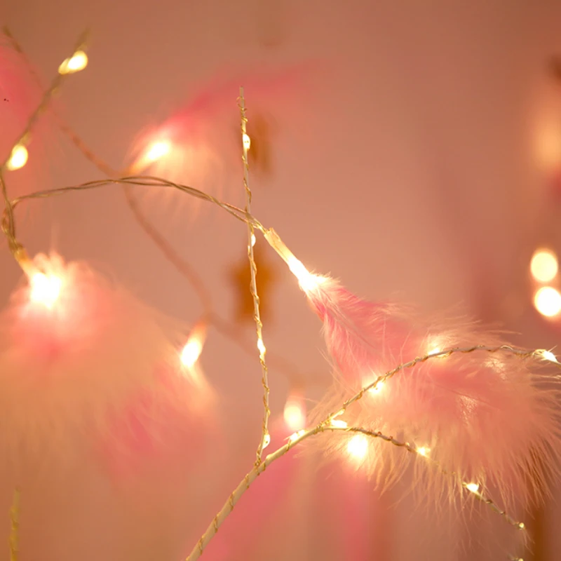 

Feather String Light Bedroom Decoration Battery Powered Pendant String Light Led Flashing Strip Lamp Lights for Home Photo Decor
