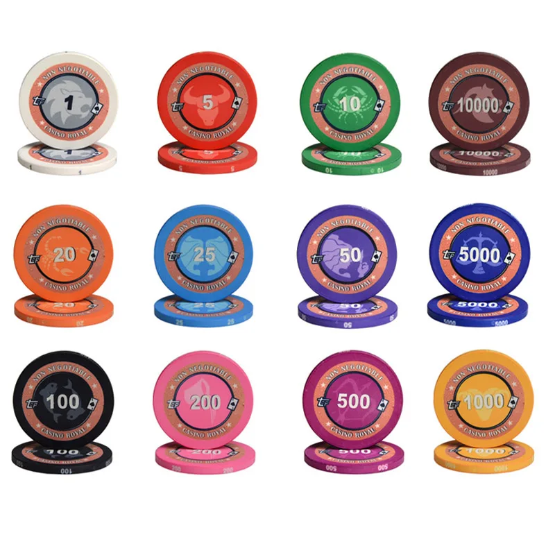 

10pcs/set Ceramic Poker Chips Taxes Hold'em Black Jack Poker Chips Lighter Bingo Casino Royal Coins Customized 12 Constellations