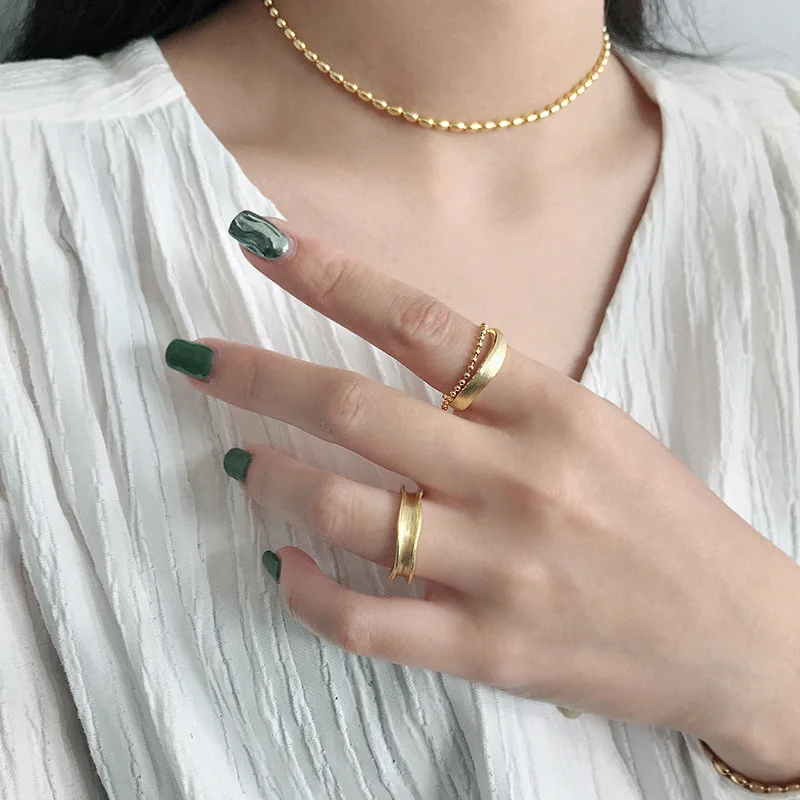 Серебряные двухслойные открытые кольца в Корейском стиле для женщин 925 |