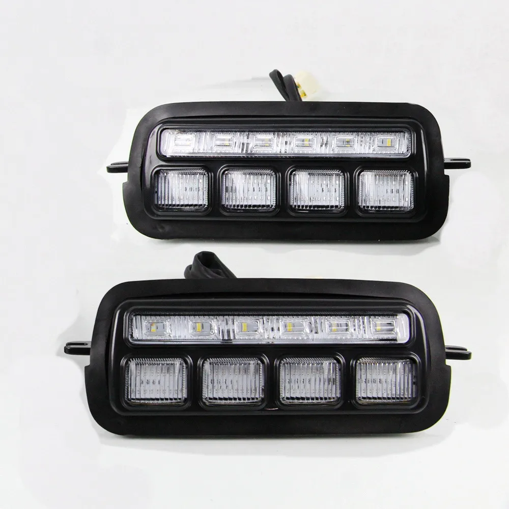 July King LED Daytime Running Lights Case for Lada Niva 4X4 Urban 2016-19 White Front Bumper DRL + Streamer Yellow Turn Signals |
