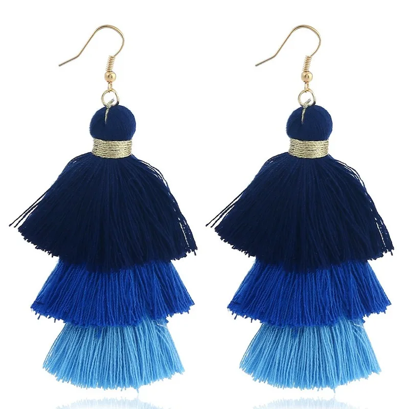 Разноцветные кисти серьги желтые кольцо Для женщин Большой Висячие