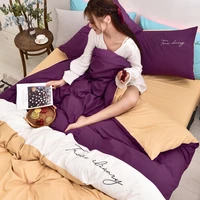 simple embroidery duvet cover popular color household linens bedding set king double single queen 240x220 decorat bed cover set
