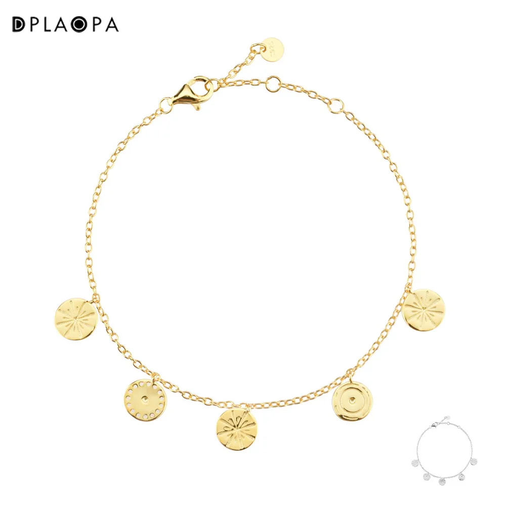 Браслет-цепочка женский из серебра 925 пробы с подвижными круглыми мотивами |