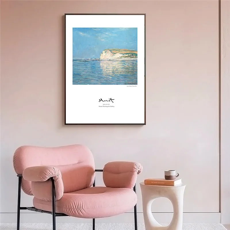

Monet Beach Boat Landscape Canvas Painting Scandinavian Poster Wall Art Oil Painting Modern Decorative Pictures for Living Room