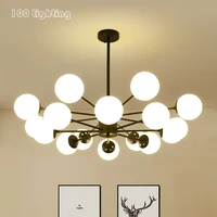 white glass led chandeliers gold black metal living room restaurant lighting fixtures nordic lamp e27 110220v