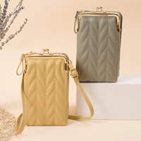 wallet women solid color pu multifunctional mobile phone clutch bag ladies sewing thread purse large capacity travel card holder