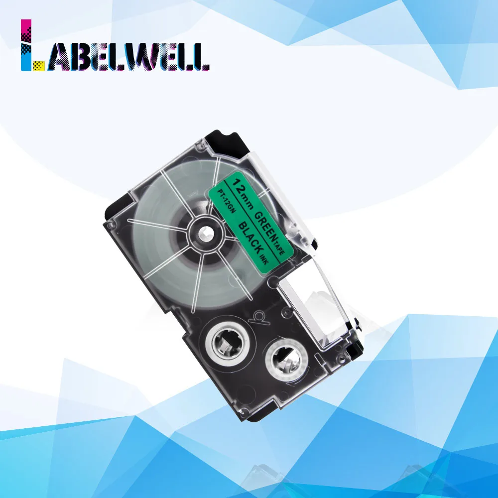 Labelwell черный на зеленый совместимый для объектива с оптическими зумом Casio XR 12GN XR12GN