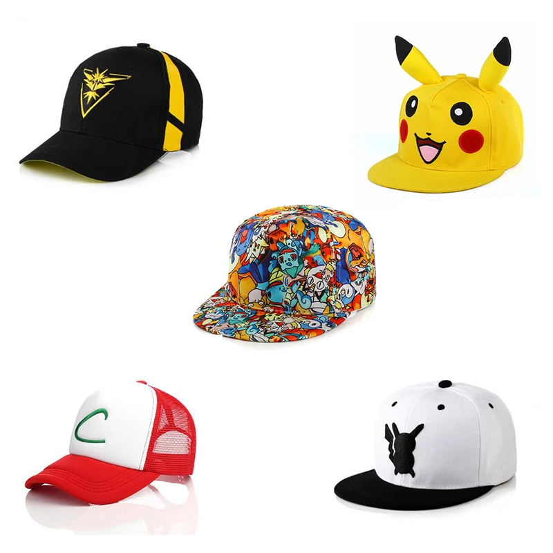 

Pokemon New Original Anime Baseball Cap Pikachu Pokemon Cosplay Hip Hop Hat Girls Boys Doll Toy Gifts
