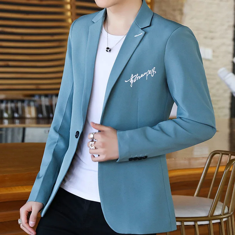 

Men Blazer 2020 New Arrival Spring And Autumn Male Leisure Suit Young Slim Outerwear Student Single Button Korean Style X04