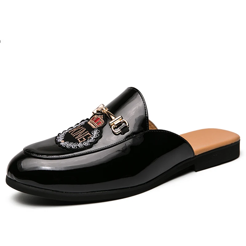

Summer Men Black Half Shoes Breathable Slip-on Half Slippers Man Outdoor Buckle Mules Lightweight Anti-slip Casual Shoes