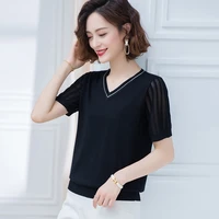 aossviao knitted jumper summer tops v neck pullovers casual sweaters women hollow out short sleeve short slim sweater girls