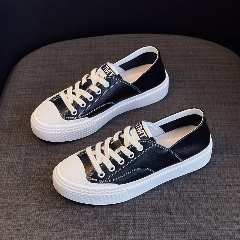 Женские кроссовки из натуральной кожи на шнуровке белые вулканизированной