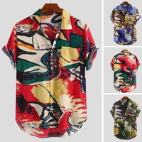 shirts for men 2021 summer new short sleeved mens shirts floral camisas para hombre men clothing