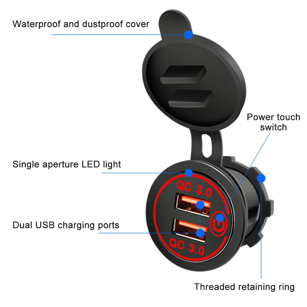 cigarette lighter socket car usb 12v 24v cigarette powerful lighters qc3 0 fast charging phone ipad charge electronics accessor free global shipping