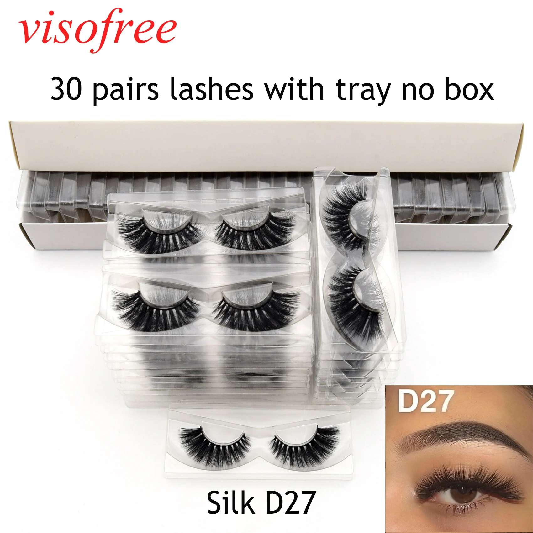 Visofree 30 пар/лот норковые ресницы с подносом без коробки натуральные накладные