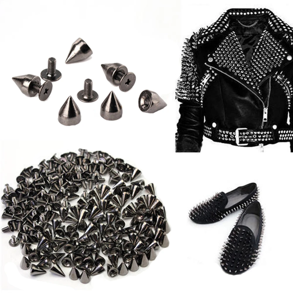 

7x9mm Rivet Studs Spots Cone Nailhead Bullet Punk Spikes Fit Leather Craft Bags Bracelet Clothing Shoes Collars DIY
