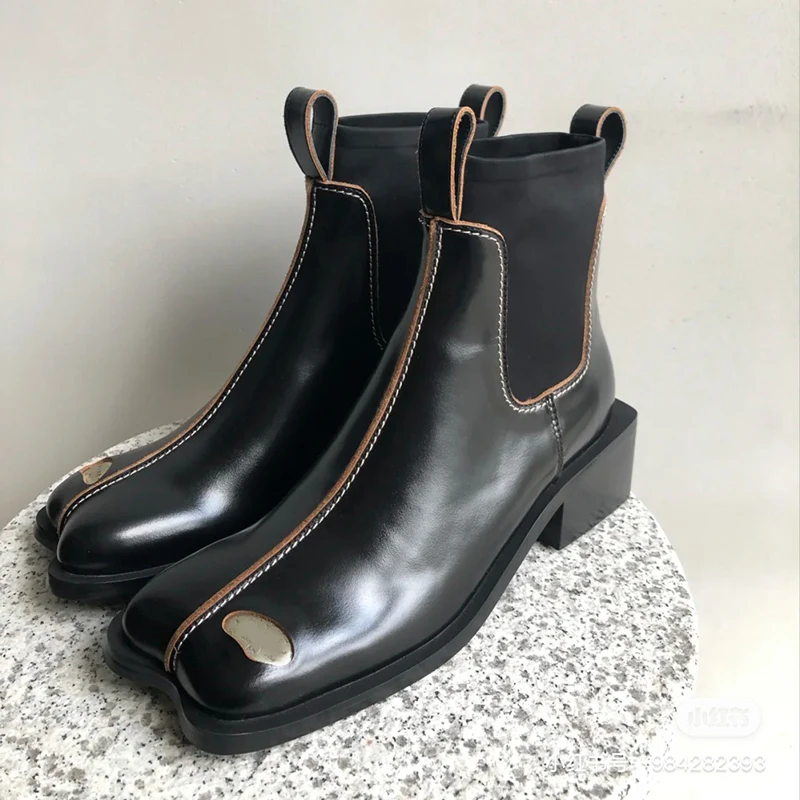 

Chelsea Boots 2021 Spring and Autumn New British Style All-match Square Toe Thick Heel Personality Short Boots Martin Boots