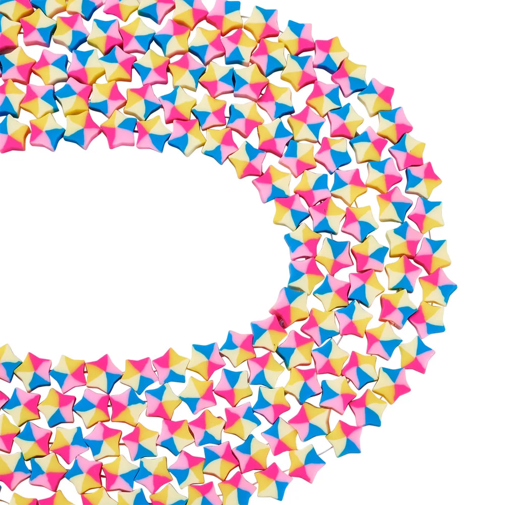 

5 Strands Handmade Polymer Clay Beads Star Colorfulabout 40pcs/strand, 12.99''(33cm)