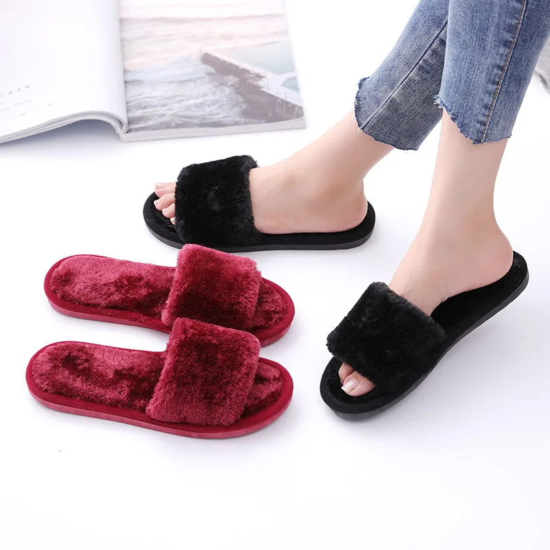 

Womens Fur Slippers Winter Shoes Big Size Home Slippers Plush Women Indoor Warm Fluffy Terlik Cotton Shoes Zapatillas De Mujer