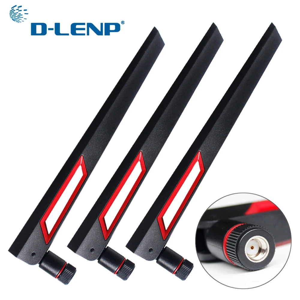 

Dlenp 3pcs/set 2.4Ghz 5Ghz 5.8Ghz Dual Band Antenna for WIFI Router 12dBi Antenna with RP SMA Male Connector (hole)