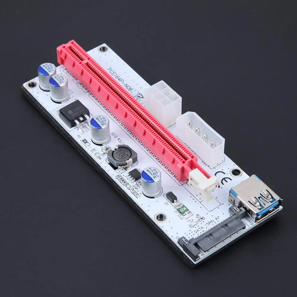 Райзер-карта PCI-E 60 см VER008S/007S 4 контакта 6 контактов SATA Power 008S PCIe 1x 16x адаптер USB 3 0