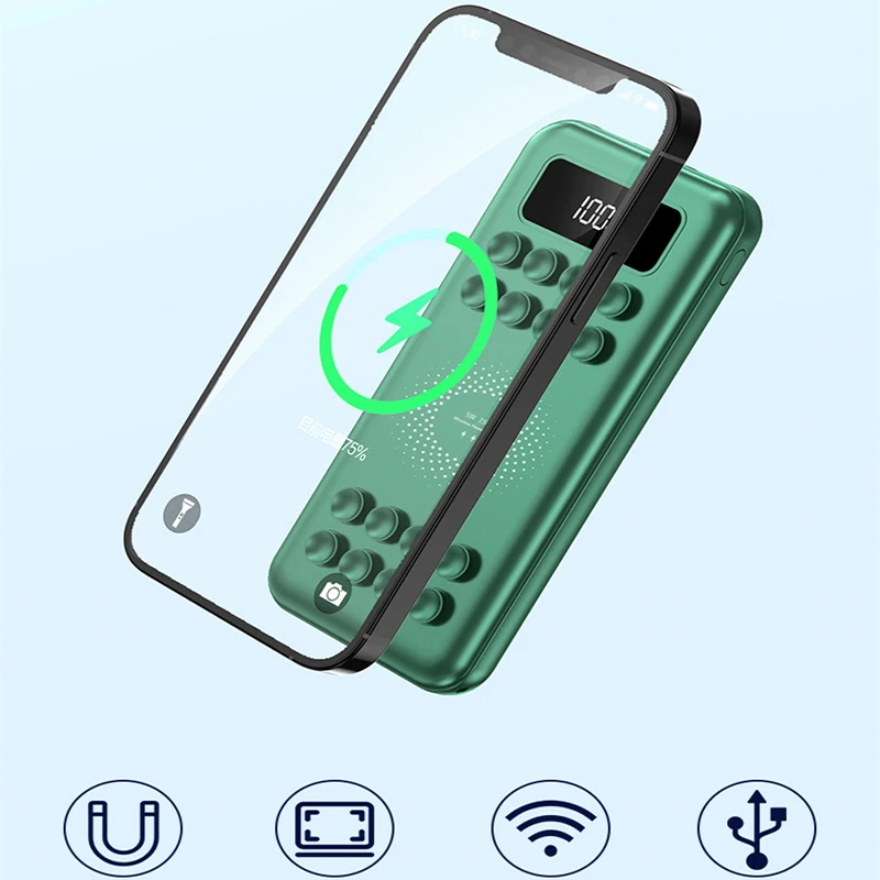 

Портативное зарядное устройство 20000 мАч, магнитное Беспроводное зарядное устройство Qi, портативное зарядное устройство со встроенным кабе...