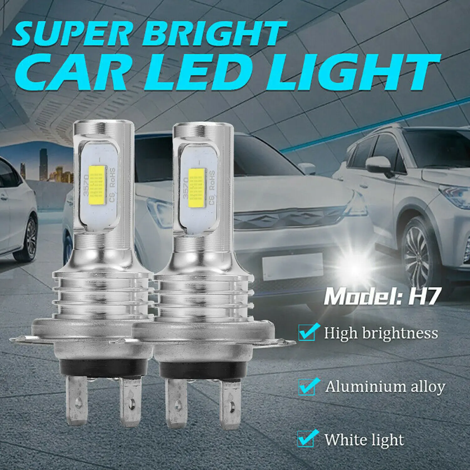 2x H7 LED Headlight Replace Xenon Hi/Low Kit Bulbs Beam 6000K Daytime signal light free shipping For car Interior parts Men images - 6