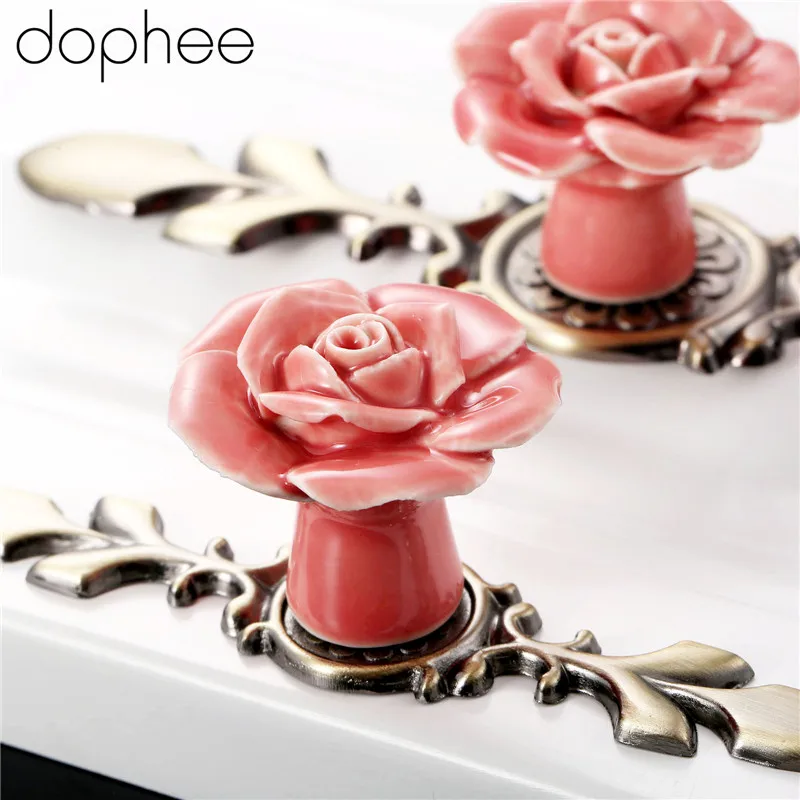 Розовая керамическая ручка дверные ручки шкафчик фотошкаф для кухни цинковый