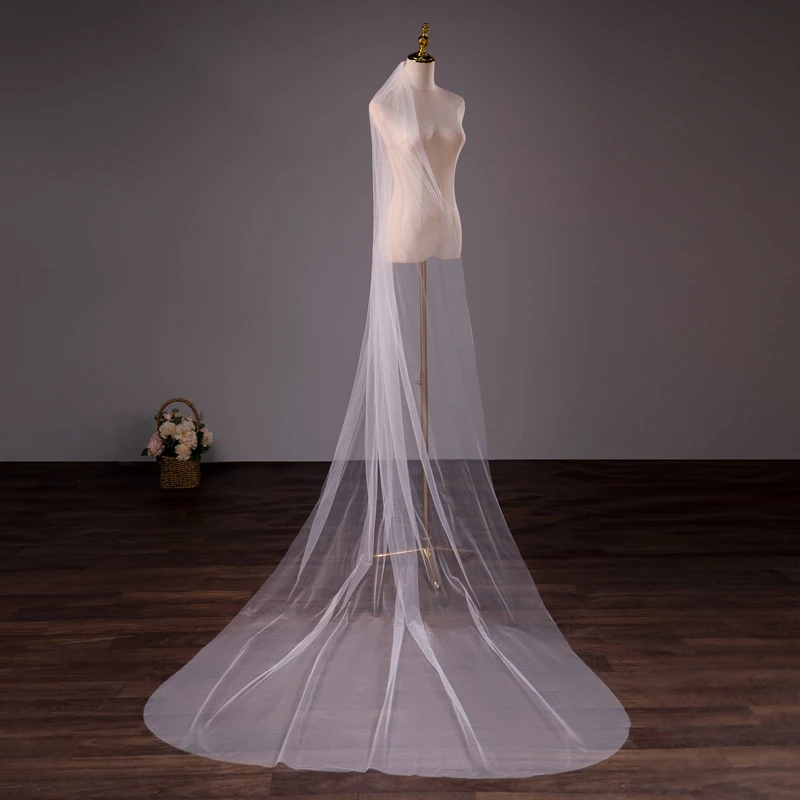 Dropshipping Wedding veils for bride White Ivory 3meter Long 1 Layer with Metal Comb Voile Hivernage Cathedral veil ободок вуаль |