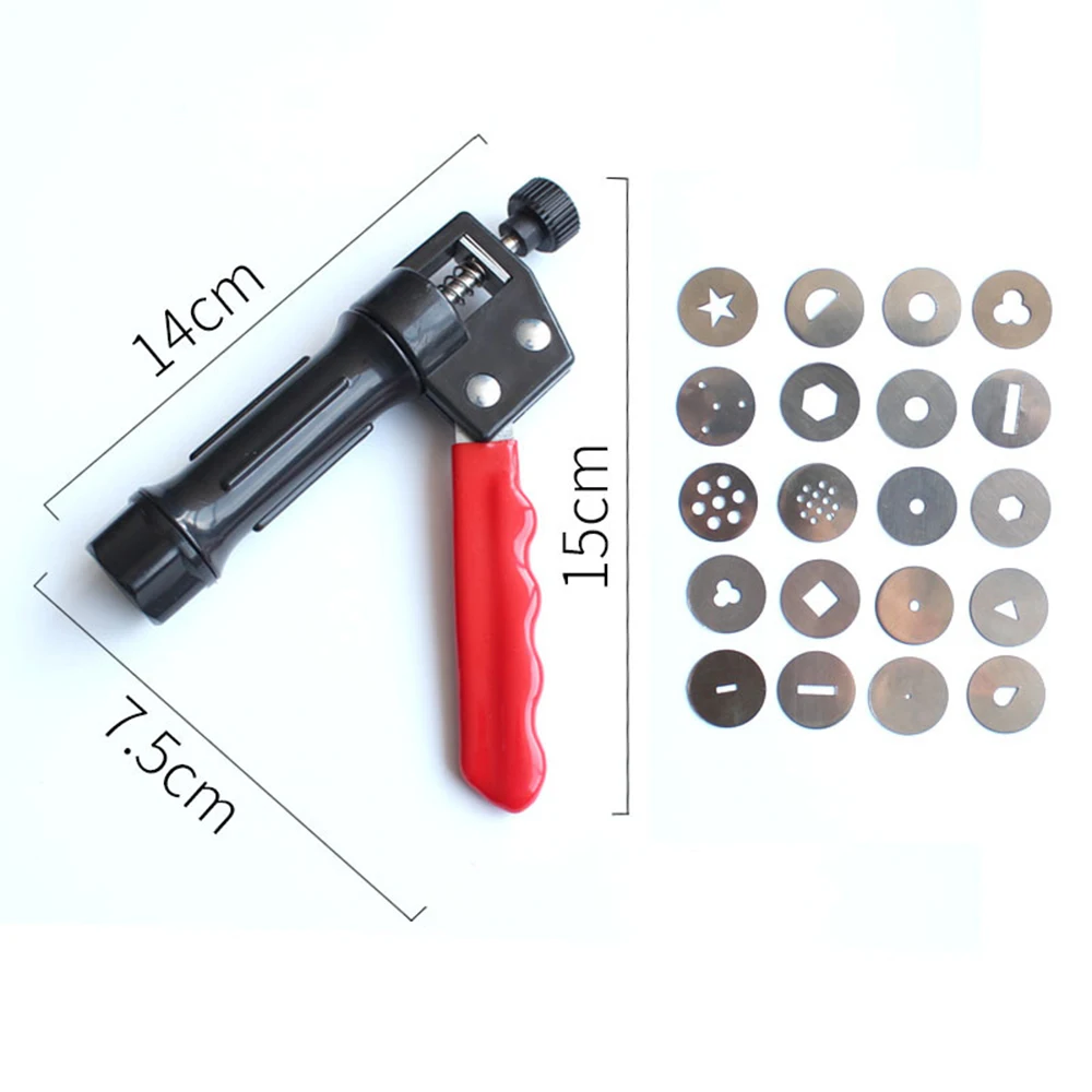 

Useful Sugar Paste Extruder Craft Gun Stainless Steel with 20 Tips Sugar Craft Fondant Cake Sculpture Polymer Clay Tools