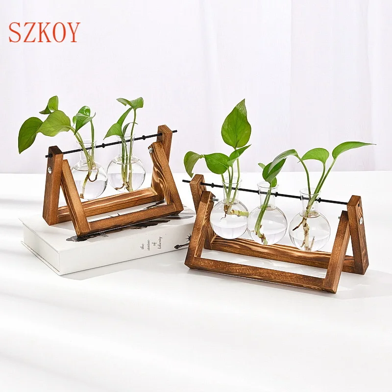 Карликовые деревья Декор ваза для цветов и растений прозрачная деревянные рамки
