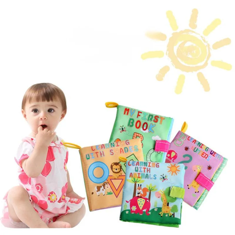 

Educational Baby Rattles Mobiles Toys Infant Kids Early Development Cloth Books Cartoon Animal Learning Unfolding Animal Book