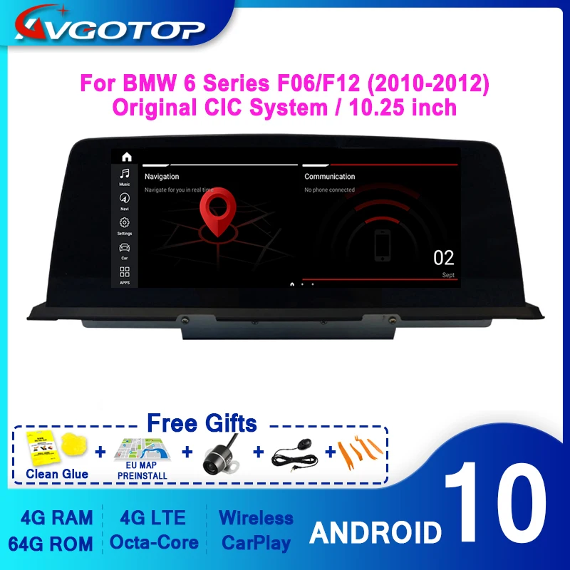 AVGOTOP Android 10 автомобильное радио для BMW 6 серии F06 F12 CIC NBT система Wifi Мультимедиа
