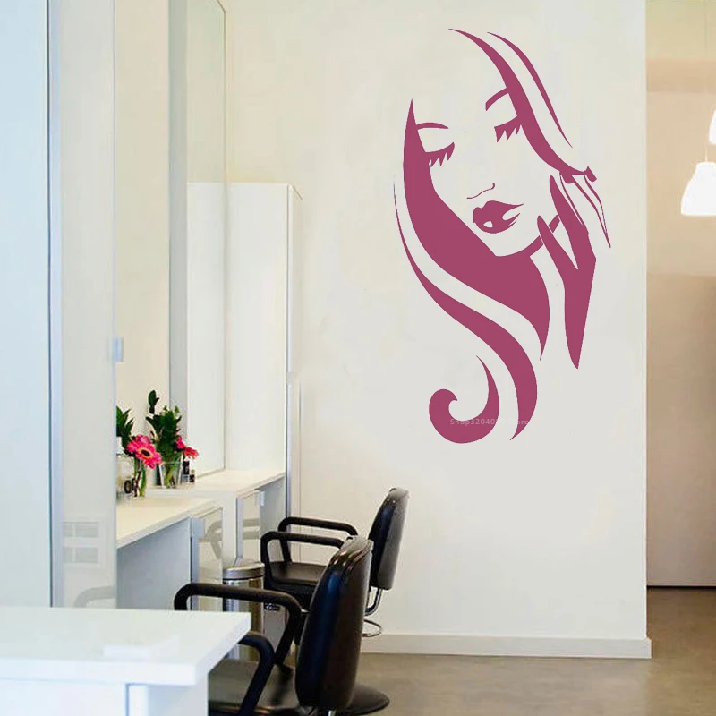 Красивая девушка уход за кожей лица наклейки на стену прическа Красота салонный