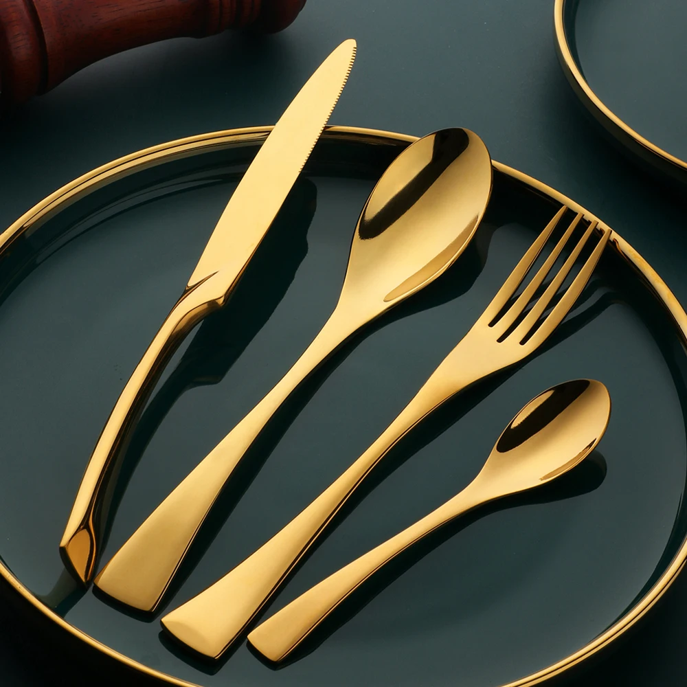 Набор столовых приборов из нержавеющей стали 24 предмета|dinner set|dinnerware setgolden dinnerware |