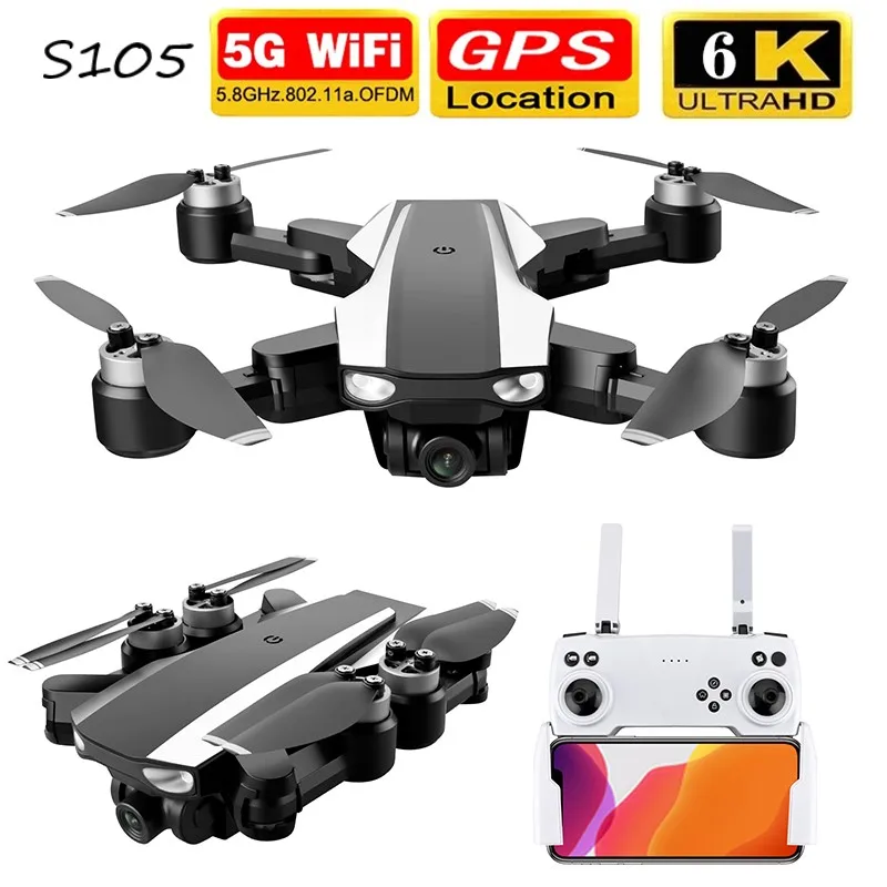 

Drone S105 GPS 5G Wifi Professional 6K HD Double Camera Brushless Motor Drones Stabilier Distance 1.2km Flight 30 Min Rc Dron To